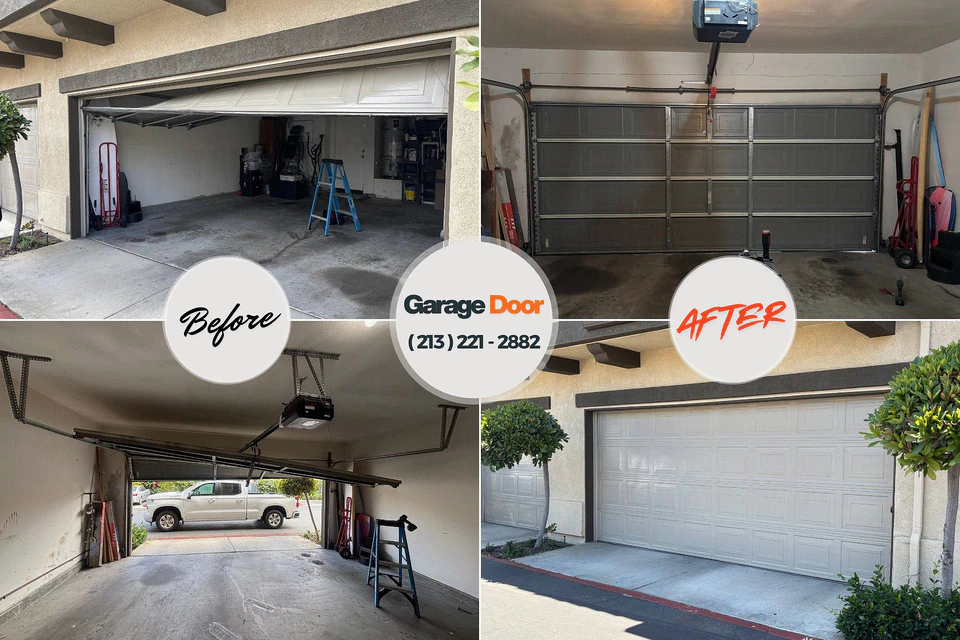 Before and after: garage door repair Hawthorn Woods, IL
